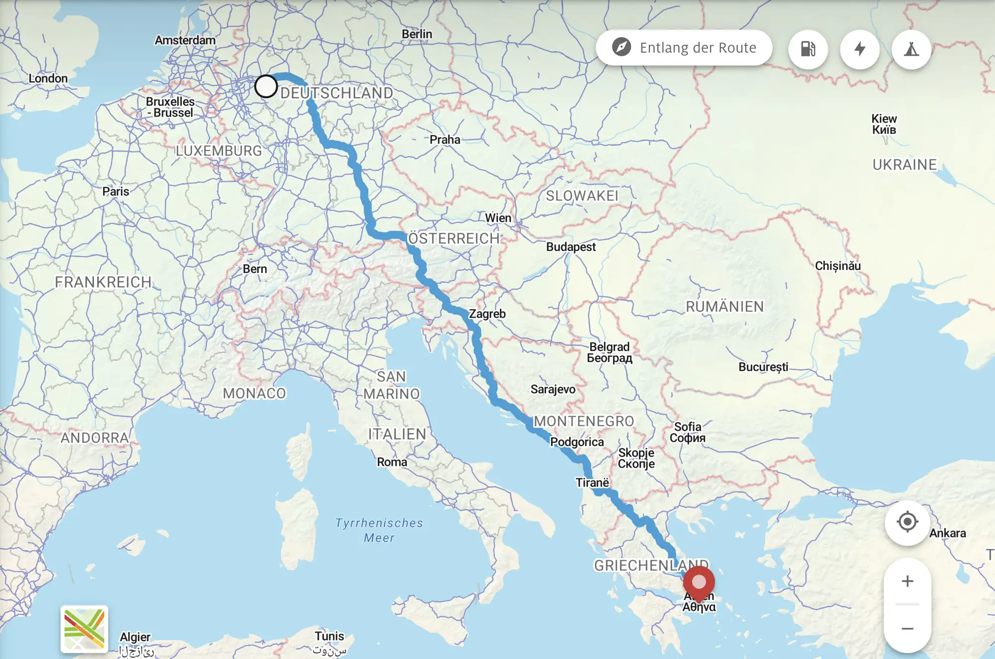 Route Griechenland